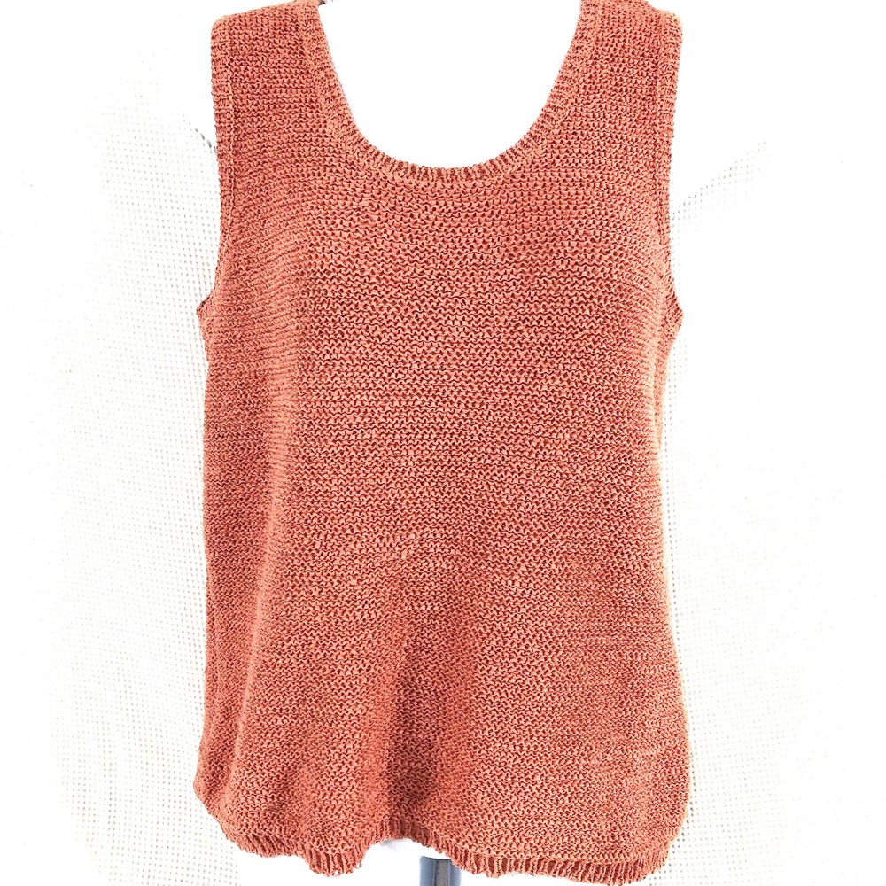 Hearts of palm sweater tank women's medium coral stretch rib hem